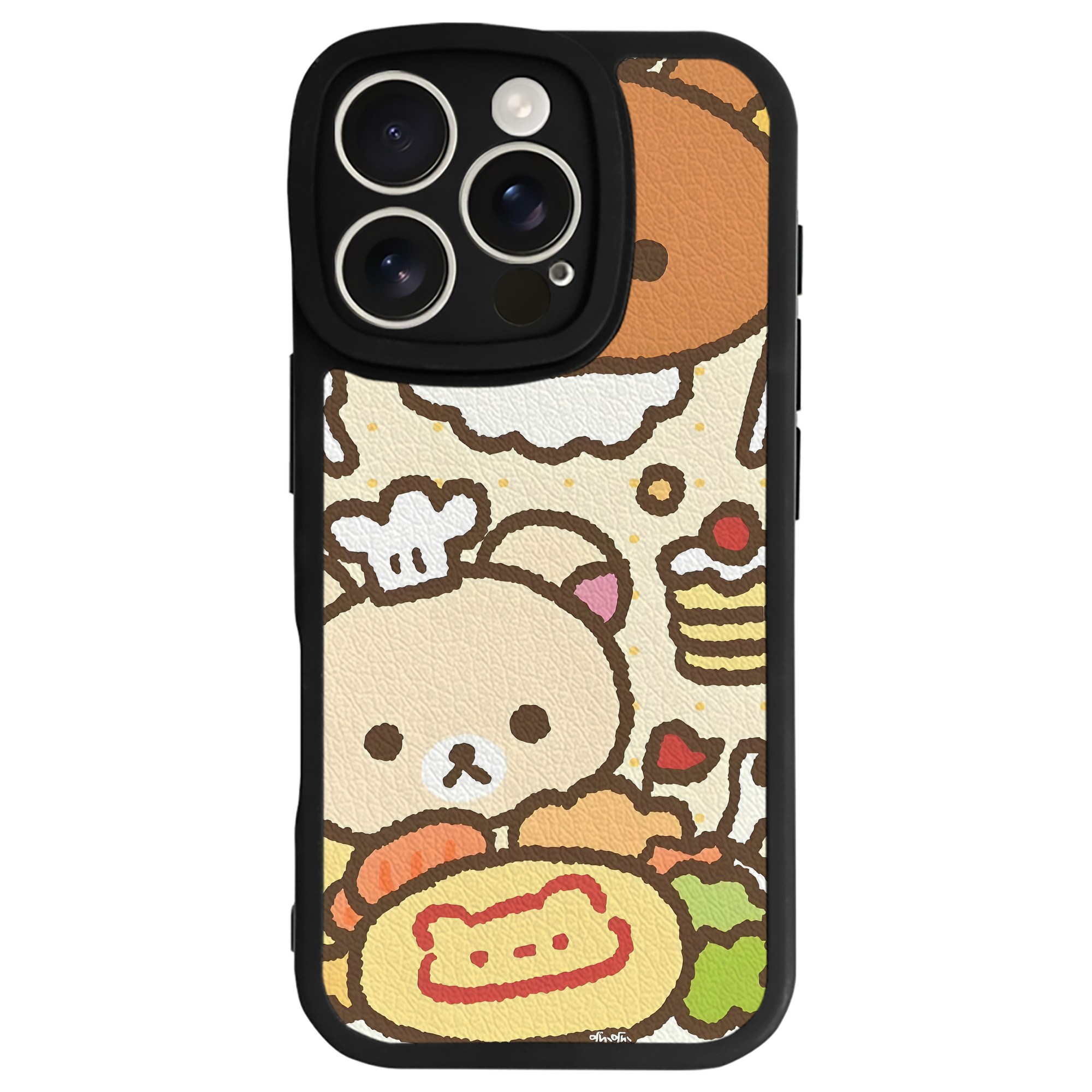 （画像用） リラックマ リラックマ キイロイトリ Rilakkuma Korilakkuma Kiiroitori 【iPhone 16シリーズ対応】シリコンスマホケース（レザー調） 材質：シリコン